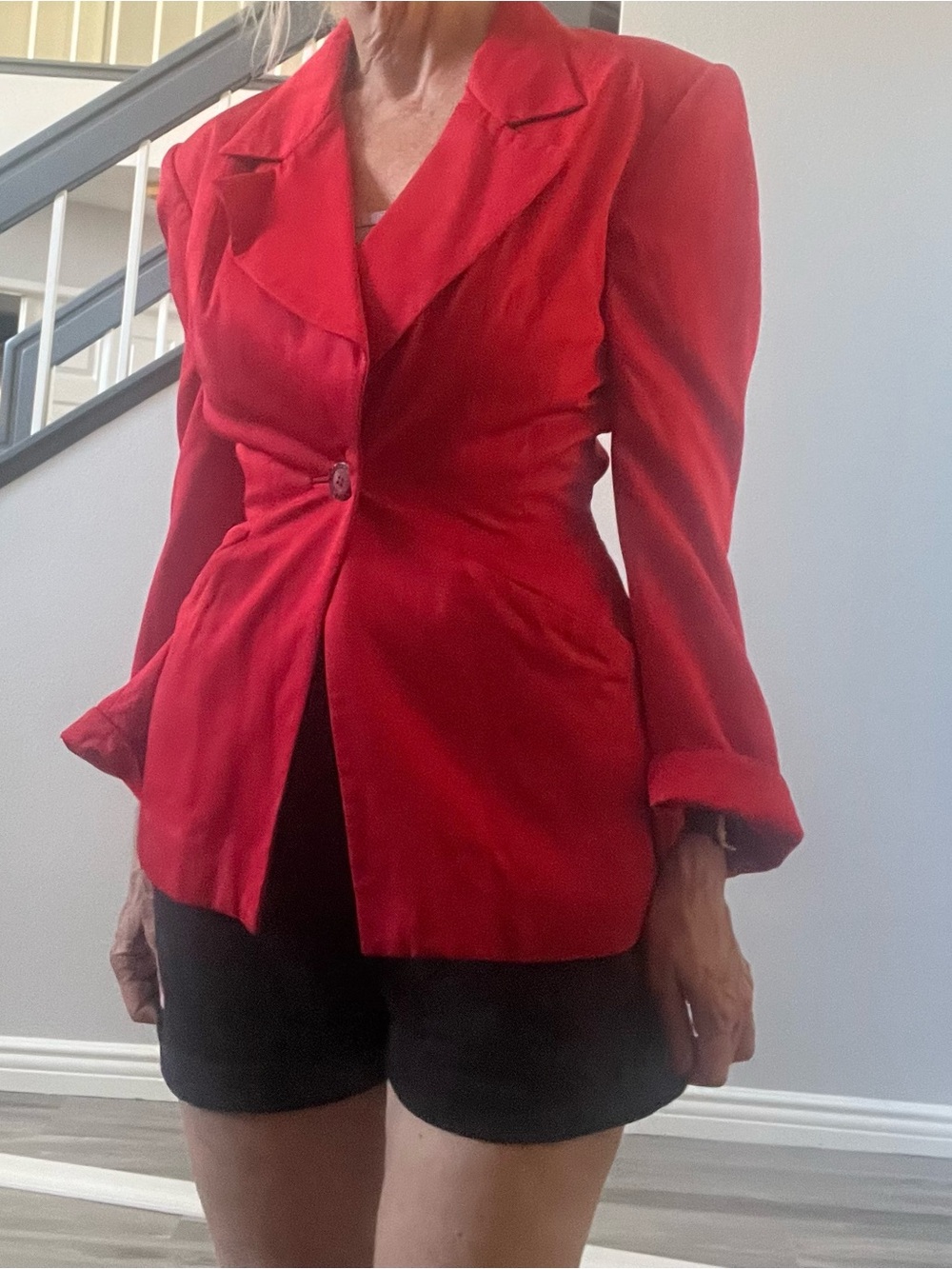 Women's Red Satin Blazer Jacket